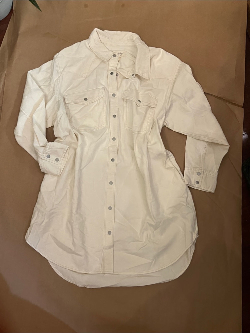 Universal Thread Cream Button-Front Shirt Dress